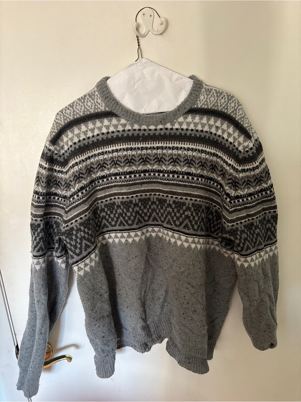 Royal Robbins Men's Gray Fair Isle Crewneck Sweater